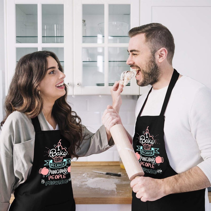 Saukore Funny Baking Aprons for Women Men, Cute Baking Gifts for Bakers, Kitchen Cooking Aprons with 2 Pockets, Birthday Thanksgiving Christmas Apron Gift for Wife Mom Sister Daughter Grandma - Image 4